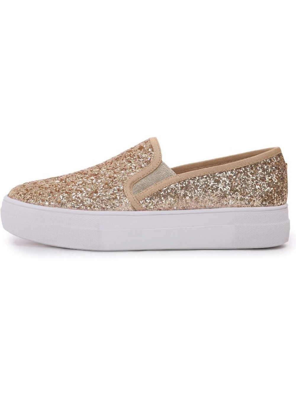 Women's Platform Gold Glitter Comfortable Fashion Casual Slip On Stylish Sneaker